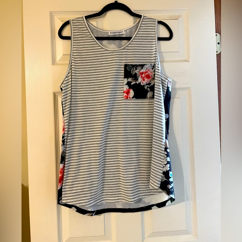 Snapdragon Floral and Stripe Contrast Tank 🌷